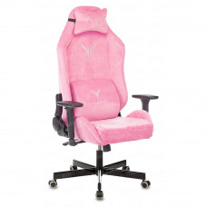 Кресло игровое Knight N1 Fabric розовый Velvet 36 с подголов. крестовина металл KNIGHT N1 PINK