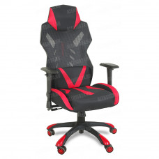 Кресло игровое BY-8131 ткань-сетка, вставки красные, пят. пластик вставки красные, мультиблок