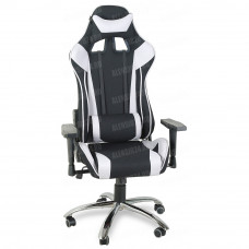 Кресло игровое RT-6006-1 ткань черный, серые вставки, основание хром
