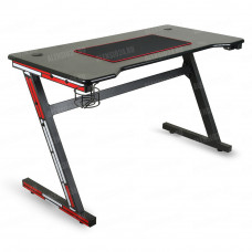 Z-01 стол, рама черная, красные и белые вставки, столешница черная 1200х600х750