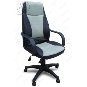 Кресло CX-0330M черное, вставки ткань серые