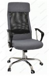 Кресло офисное RT-2009 ткань серая, вставки черная сетка хром