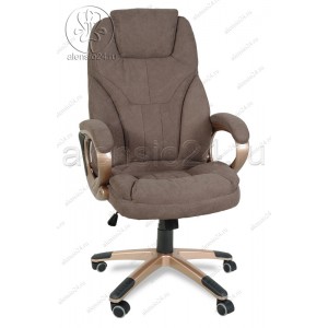 Кресло руководителя RT-345 ткань темно-коричневый, пластик золото