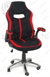 Кресло геймерское RT-521 ткань черный, красные вставки, основание хром