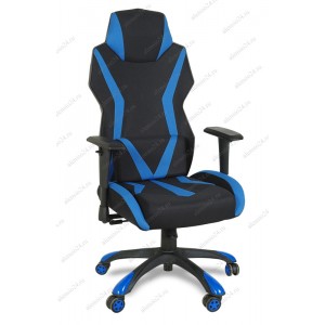 Кресло геймерское BY-8131-1 ткань черный, синие вставки