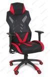 Кресло геймерское BY-8131 ткань черный, красные вставки