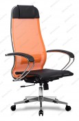 Кресло М4 сетка оранжевая, основание металл хром
