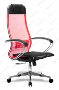 Кресло М4 сетка красная, основание металл хром